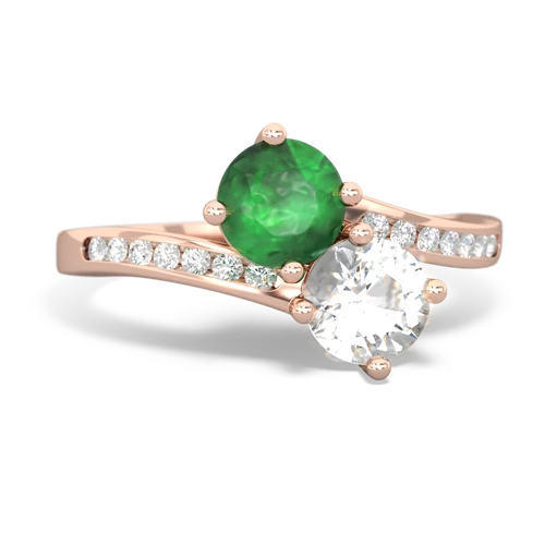 emerald-white topaz two stone channel ring