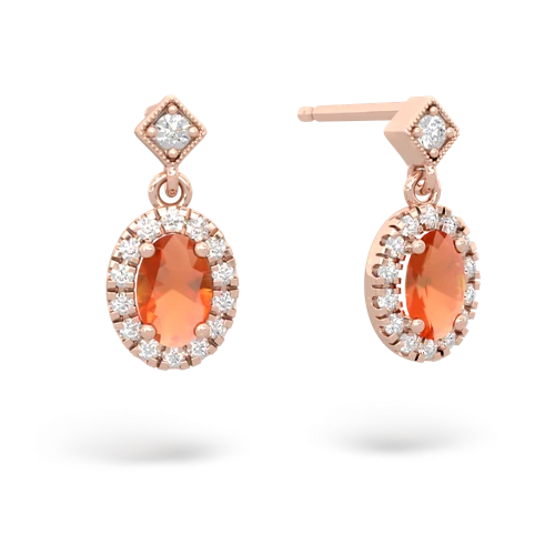 fire opal halo drop earrings