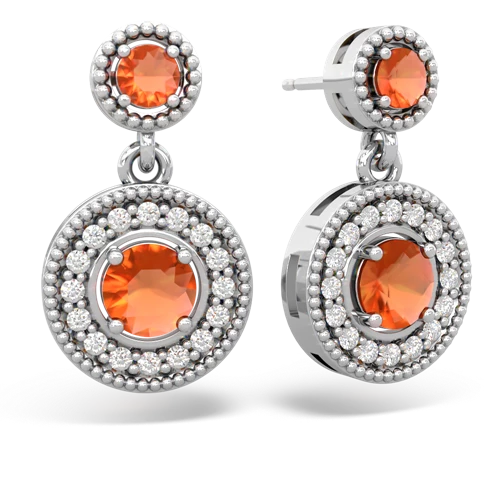 fire opal-fire opal halo earrings