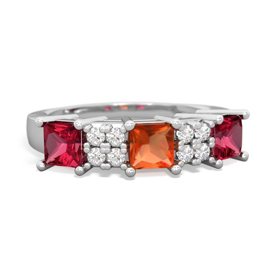 fire opal-lab ruby timeless ring