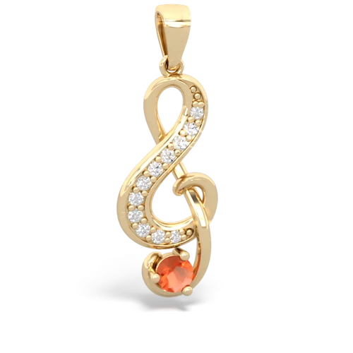 fire opal treble clef pendant