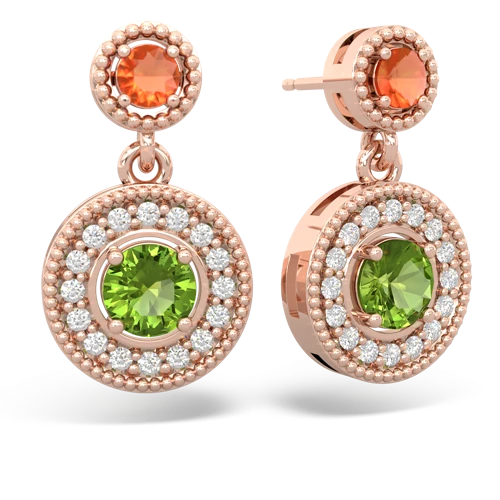 fire opal-peridot halo earrings