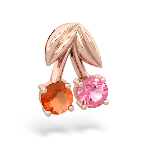 fire opal-pink sapphire cherries pendant