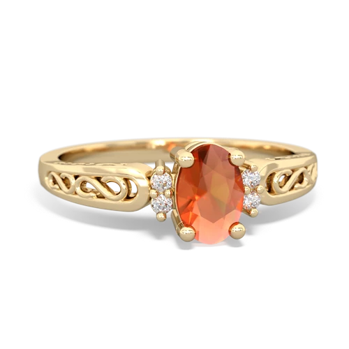 fire opal filligree ring