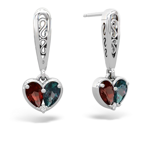 garnet-alexandrite filligree earrings