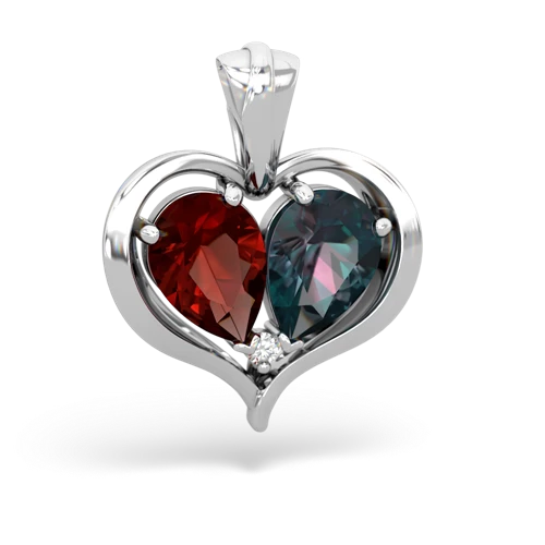 garnet-alexandrite half heart whole pendant