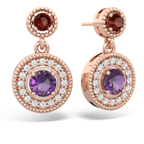garnet-amethyst halo earrings