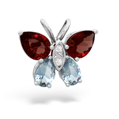 garnet-aquamarine butterfly pendant