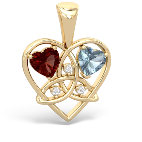 garnet-aquamarine celtic heart pendant