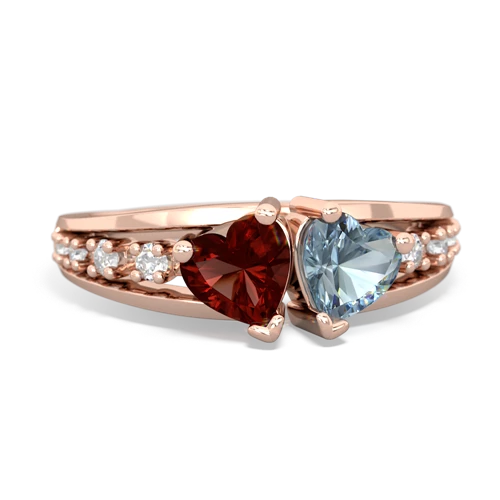garnet-aquamarine modern ring