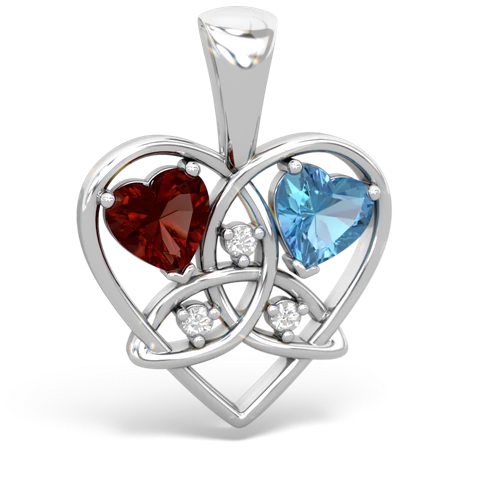 garnet-blue topaz celtic heart pendant