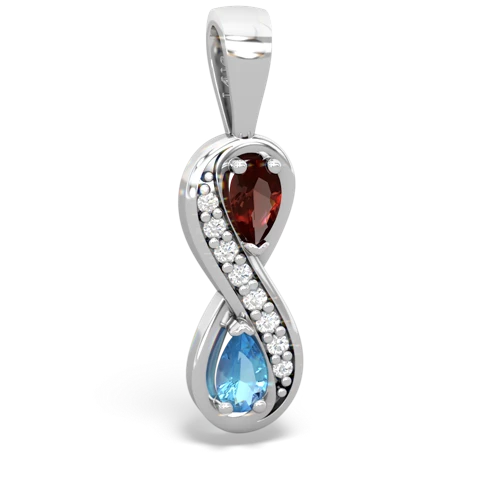 garnet-blue topaz keepsake infinity pendant