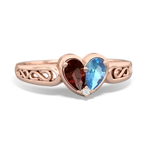 garnet-blue topaz filligree ring