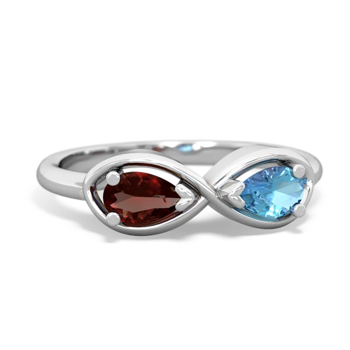 garnet-blue topaz infinity ring