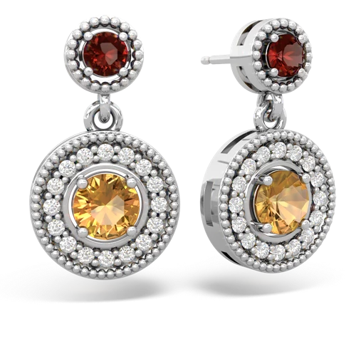 garnet-citrine halo earrings