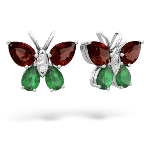 garnet-emerald butterfly earrings