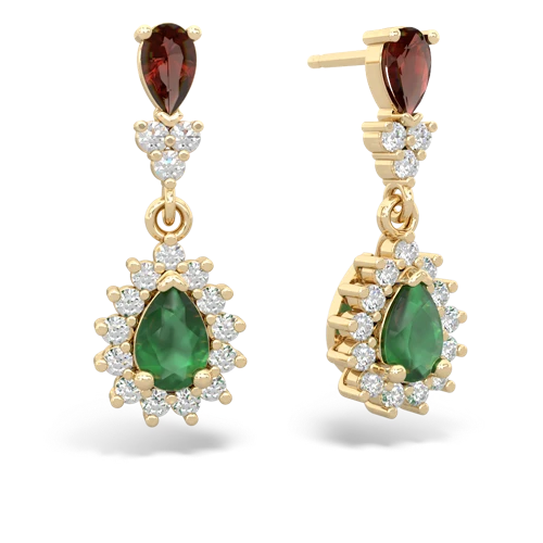 garnet-emerald dangle earrings