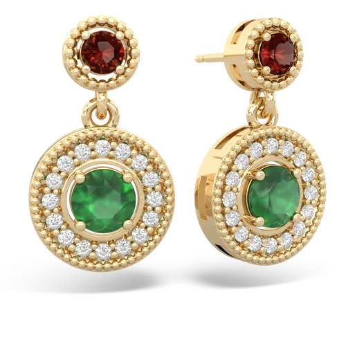 garnet-emerald halo earrings