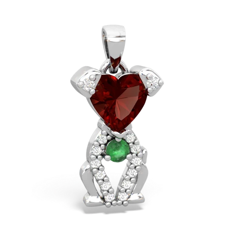 garnet-emerald birthstone puppy pendant