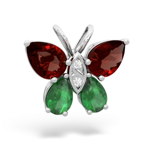 garnet-emerald butterfly pendant