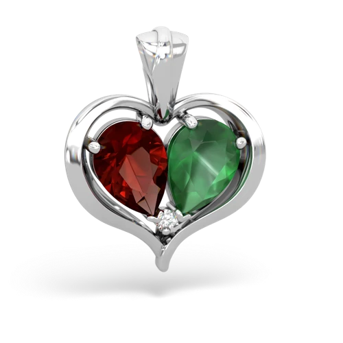 garnet-emerald half heart whole pendant