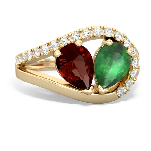 garnet-emerald pave heart ring