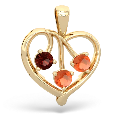 garnet-fire opal love heart pendant