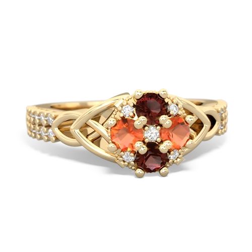 garnet-fire opal engagement ring