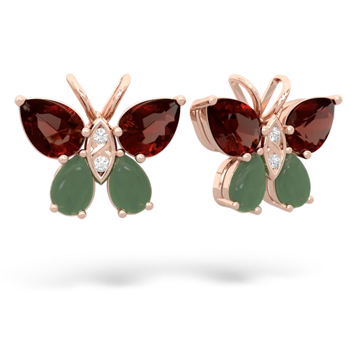 garnet-jade butterfly earrings