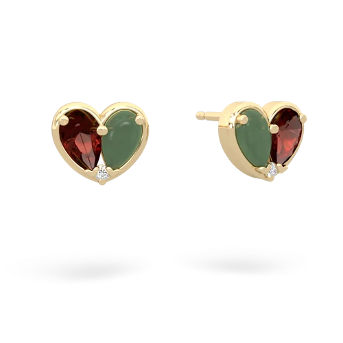 garnet-jade one heart earrings