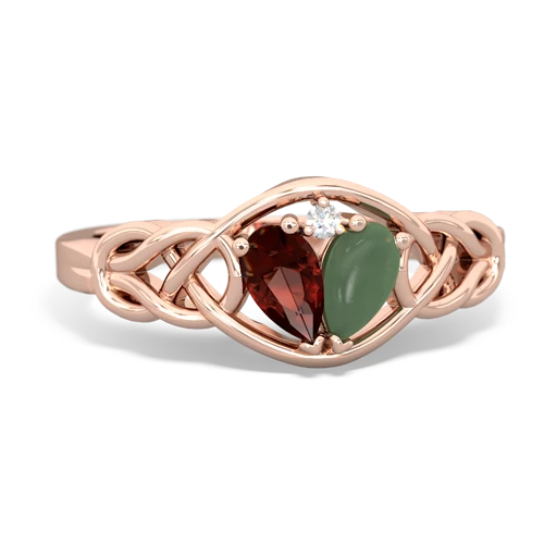 garnet-jade celtic knot ring