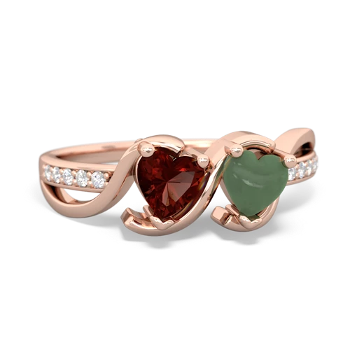garnet-jade double heart ring
