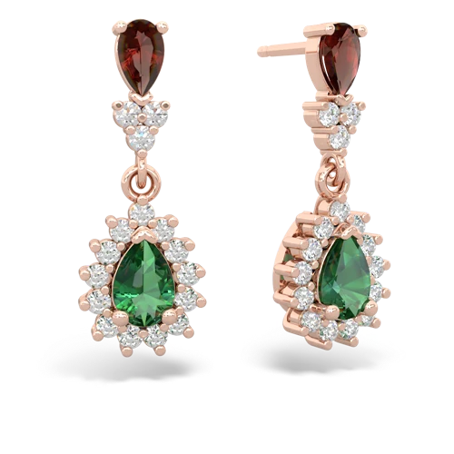 garnet-lab emerald dangle earrings