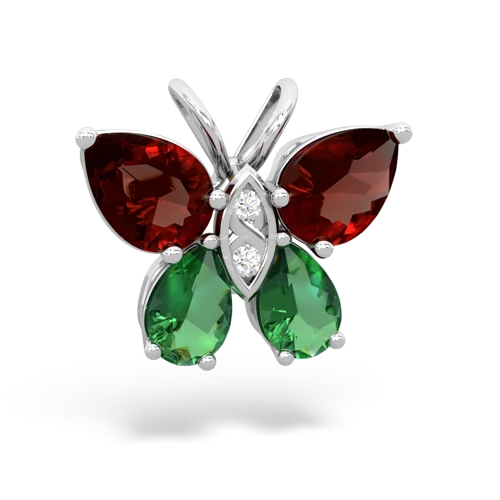 garnet-lab emerald butterfly pendant