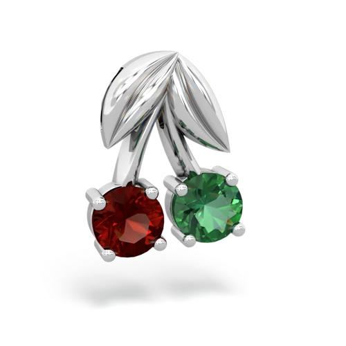 garnet-lab emerald cherries pendant