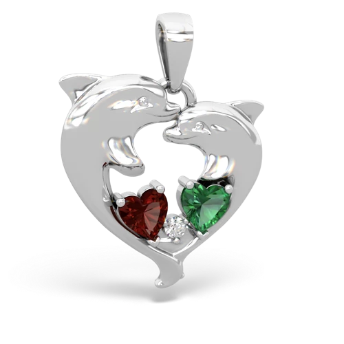 garnet-lab emerald dolphins pendant