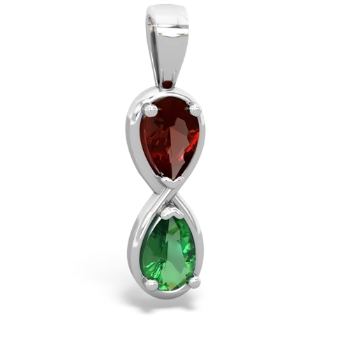 garnet-lab emerald infinity pendant