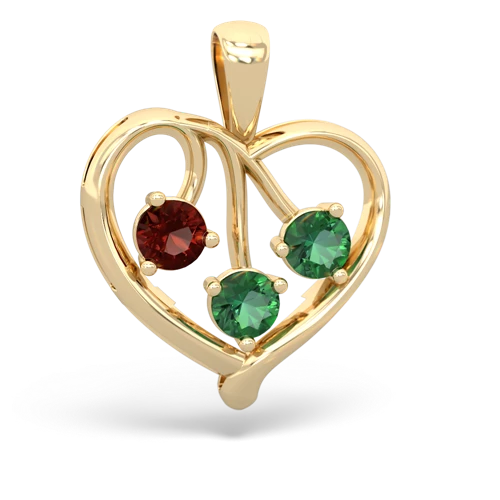 garnet-lab emerald love heart pendant