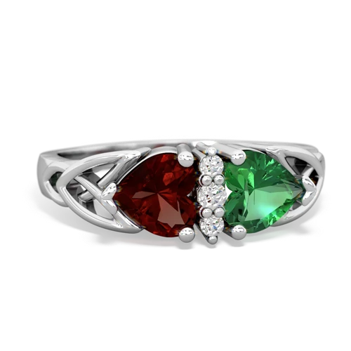 garnet-lab emerald celtic ring