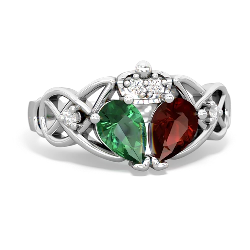 garnet-lab emerald claddagh ring
