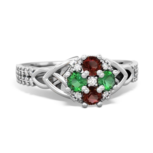garnet-lab emerald engagement ring