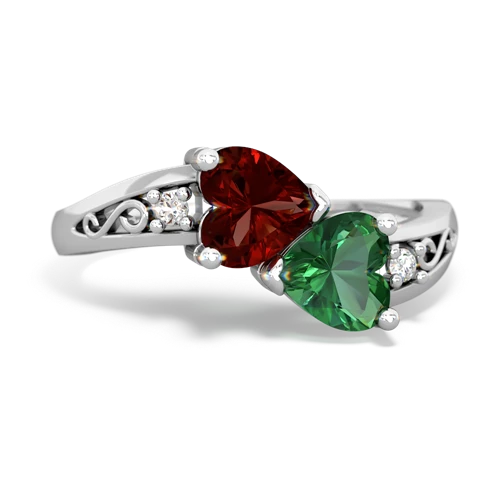 garnet-lab emerald filligree ring