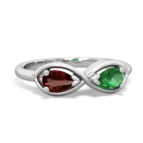 garnet-lab emerald infinity ring