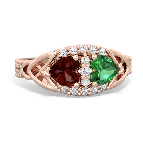 garnet-lab emerald keepsake engagement ring