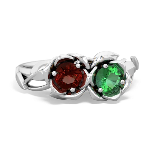 garnet-lab emerald roses ring