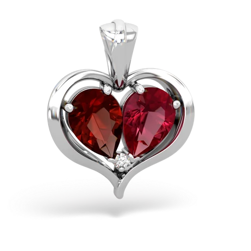 garnet-lab ruby half heart whole pendant