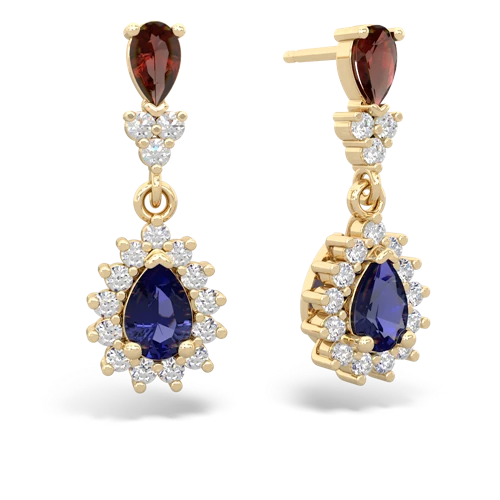 garnet-lab sapphire dangle earrings
