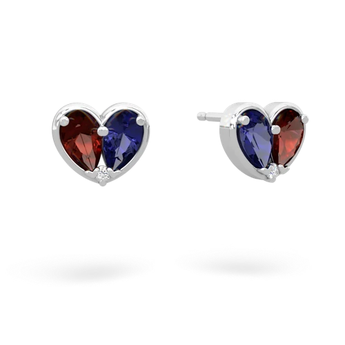 garnet-lab sapphire one heart earrings