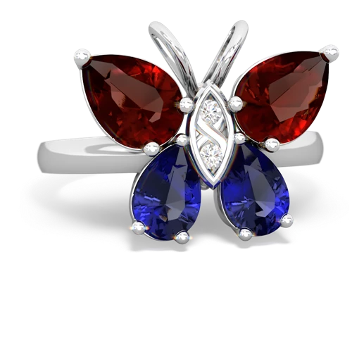 garnet-lab sapphire butterfly ring