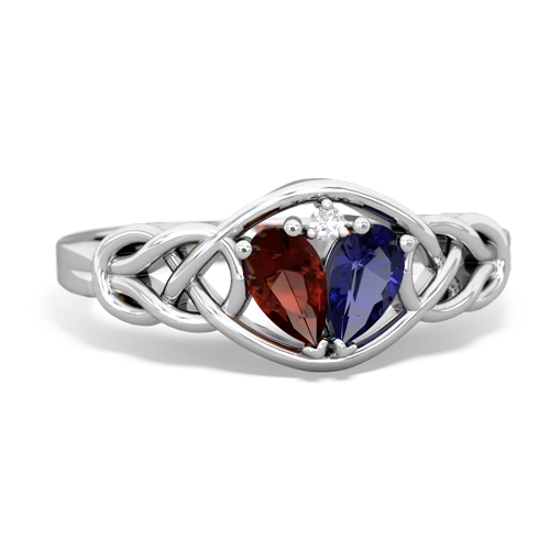 garnet-lab sapphire celtic knot ring